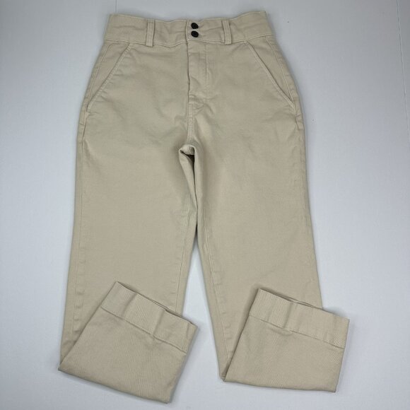 Everlane‎ Women Cream The Organic Cotton Straight Leg 2 Luxury Pant 4/W27/L25.75 - Picture 1 of 12